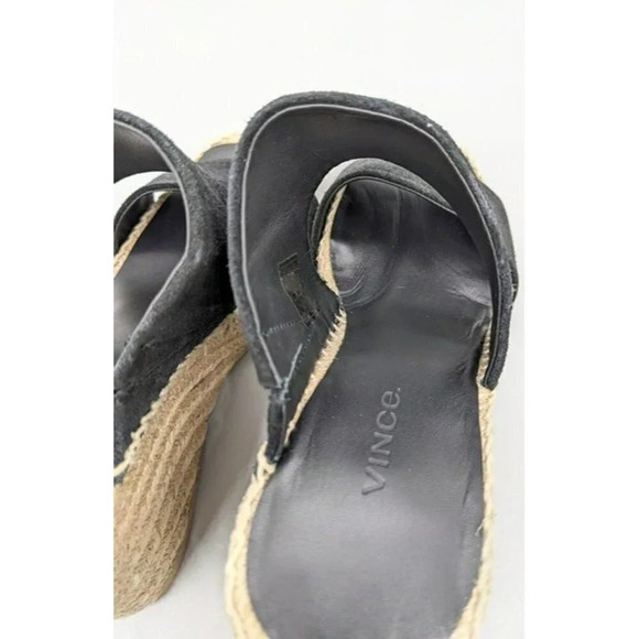 VINCE Garlin Women's Black Suede Wedge Espadrille Mules Size 5 M MSRP $295 - Picture 4 of 8